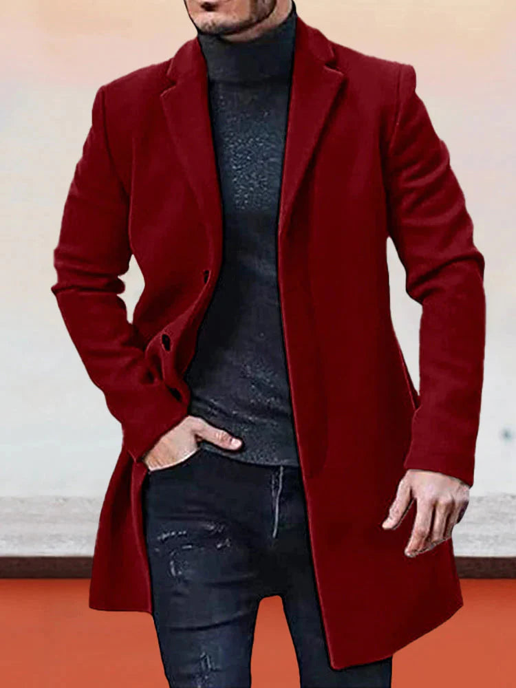 ⏳Liquidation totale⏳Veste de couleur unie à boucle simple pour hommes