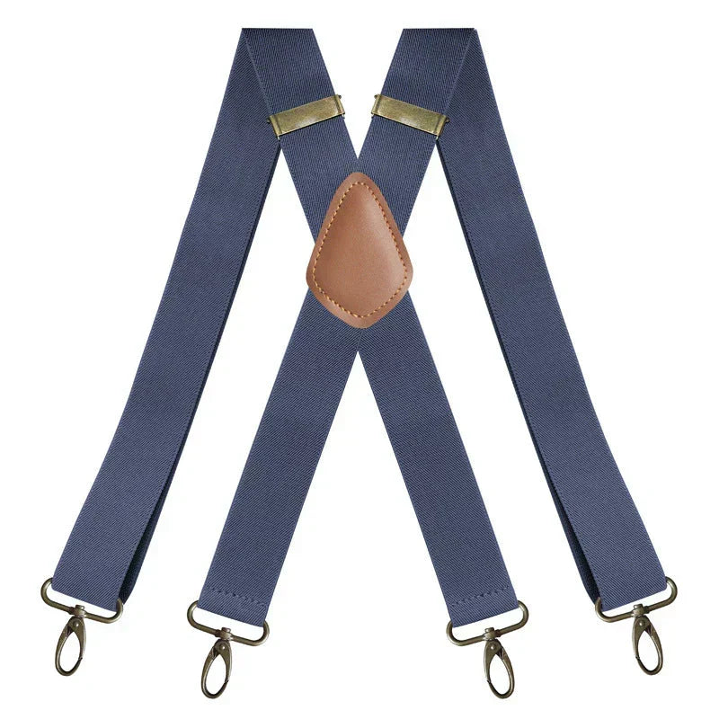 👔 PROMO LIMITÉE -50% ! ✨ Bretelles Homme Dos Croisé X – 4 Clips Amovibles Réglables, Boucle Bronze Antique, Tissu Élastique · 7 Coloris 🔥 2ème à 10€ Seulement !