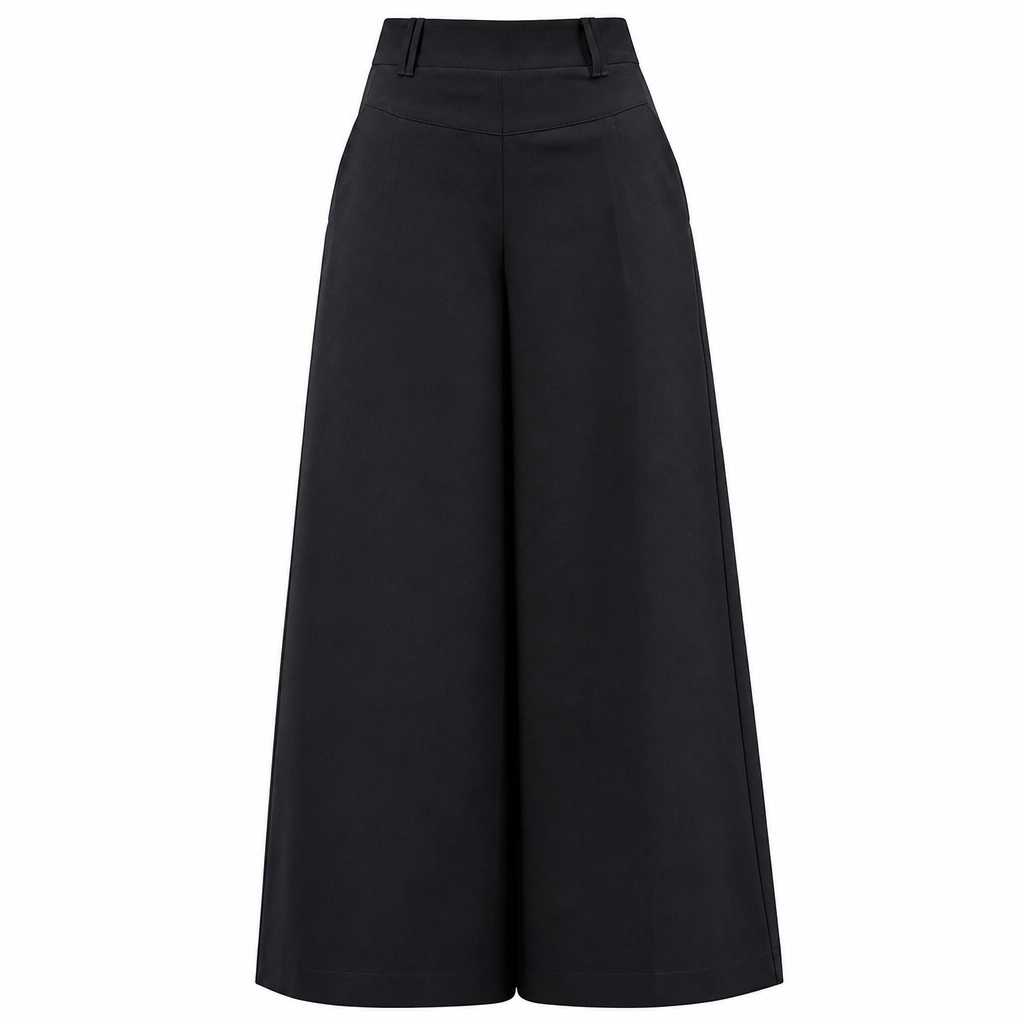 Pantalon décontracté pour femme, taille haute, coupe ajustée et jambes larges, au tombé fluide