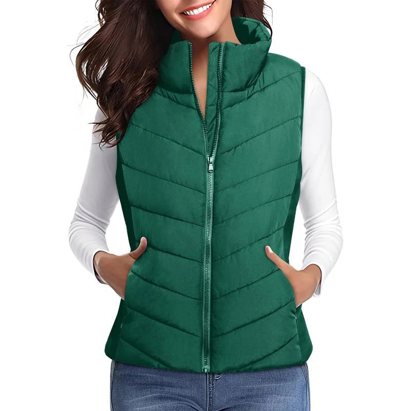 Gilet matelassé à col montant pour femme
