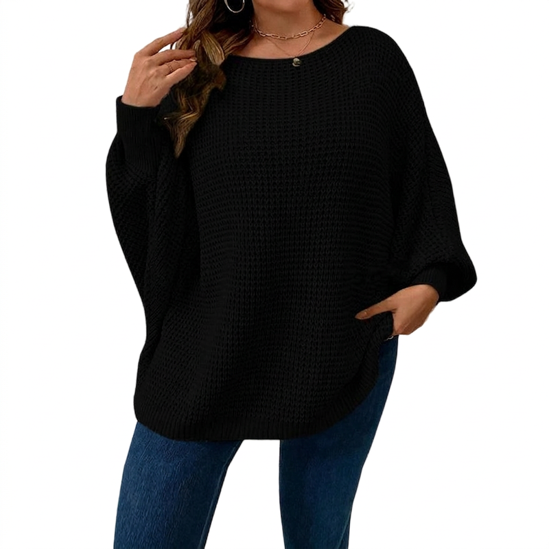 Pull en maille à manches chauve-souris ample pour femme