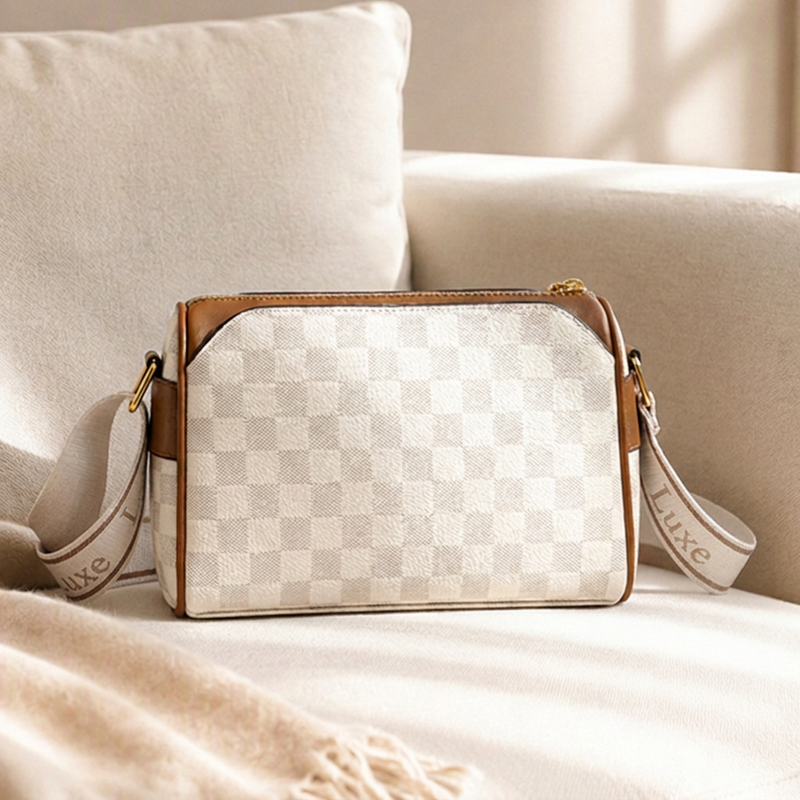 Sac bandoulière élégant à 3 couches avec motif losange
