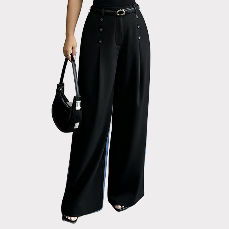 Pantalon large élégant à double boutonnage pour femme