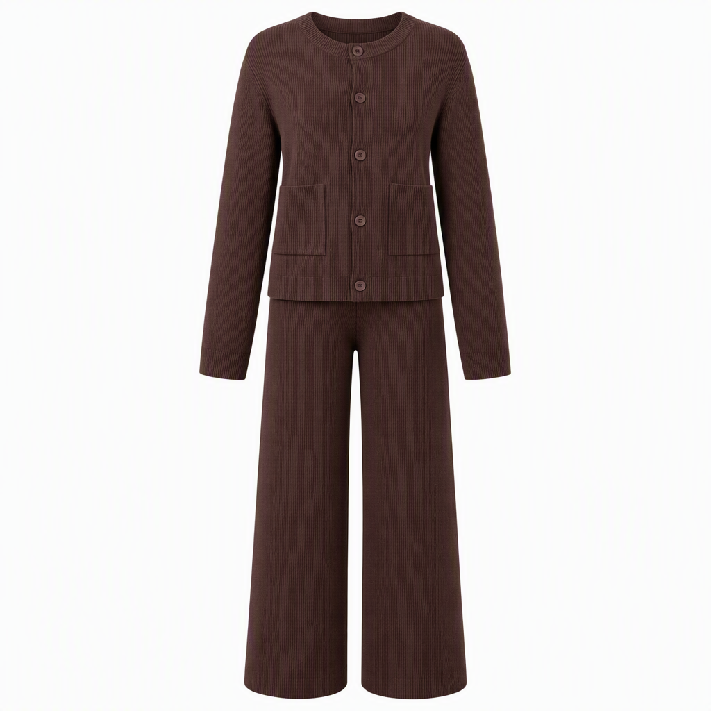 Ensemble décontracté pour femme composé d'un cardigan en maille et d'un pantalon large