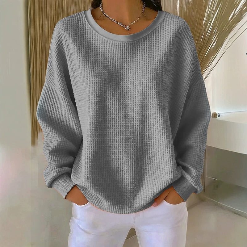 Sweat-shirt ample pour femme en maille gaufre