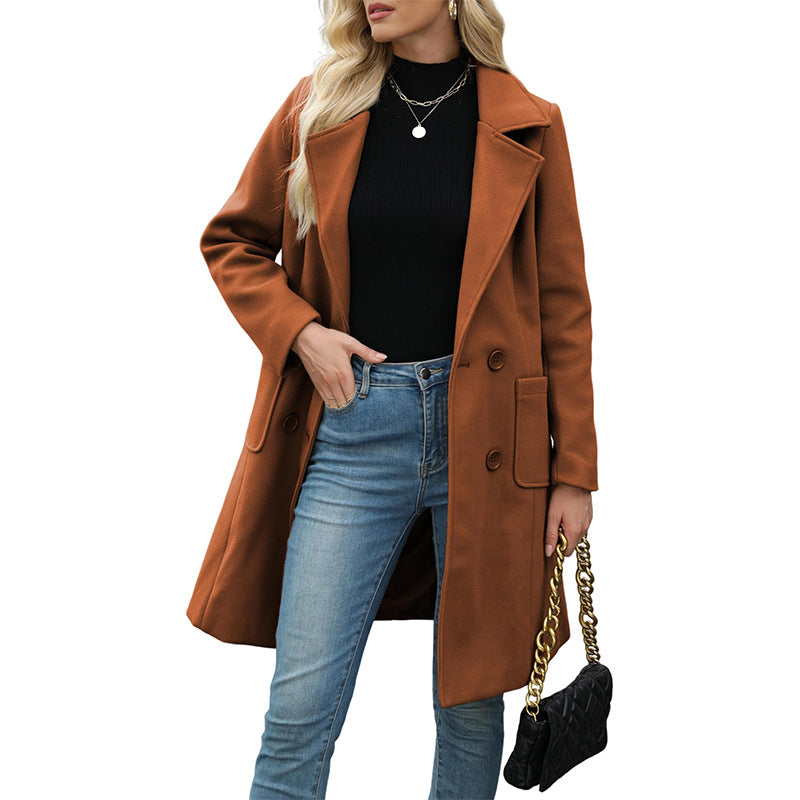 👜 -50 % sur toute la mode femme ! ✨Manteau en laine à double boutonnage pour femmes