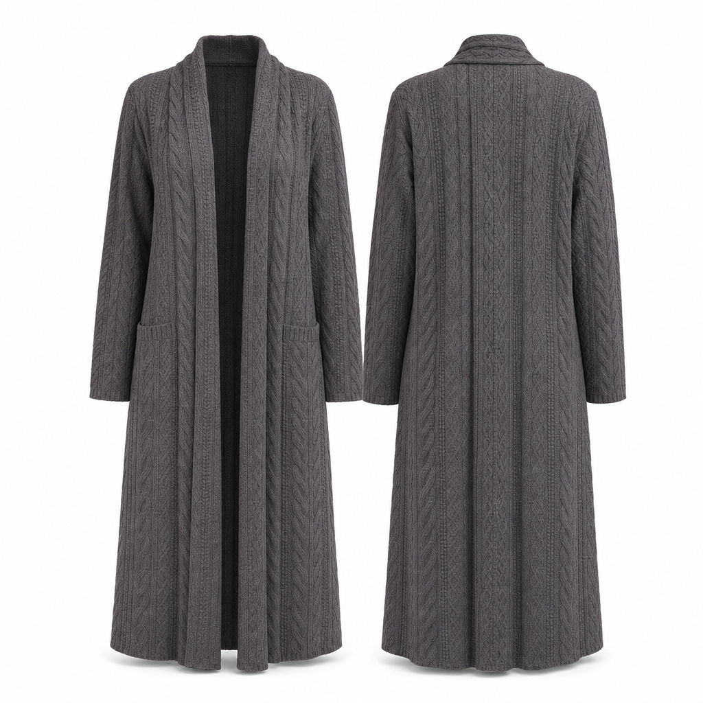 🎁Soldes ! Prix cassés🌍Cardigan long en maille à couleur unie décontracté