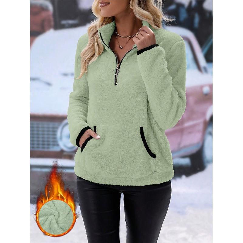 ✨ Sweat pelucheux demi-zip pour femme, polaire double face : facile à porter au quotidien 🧶