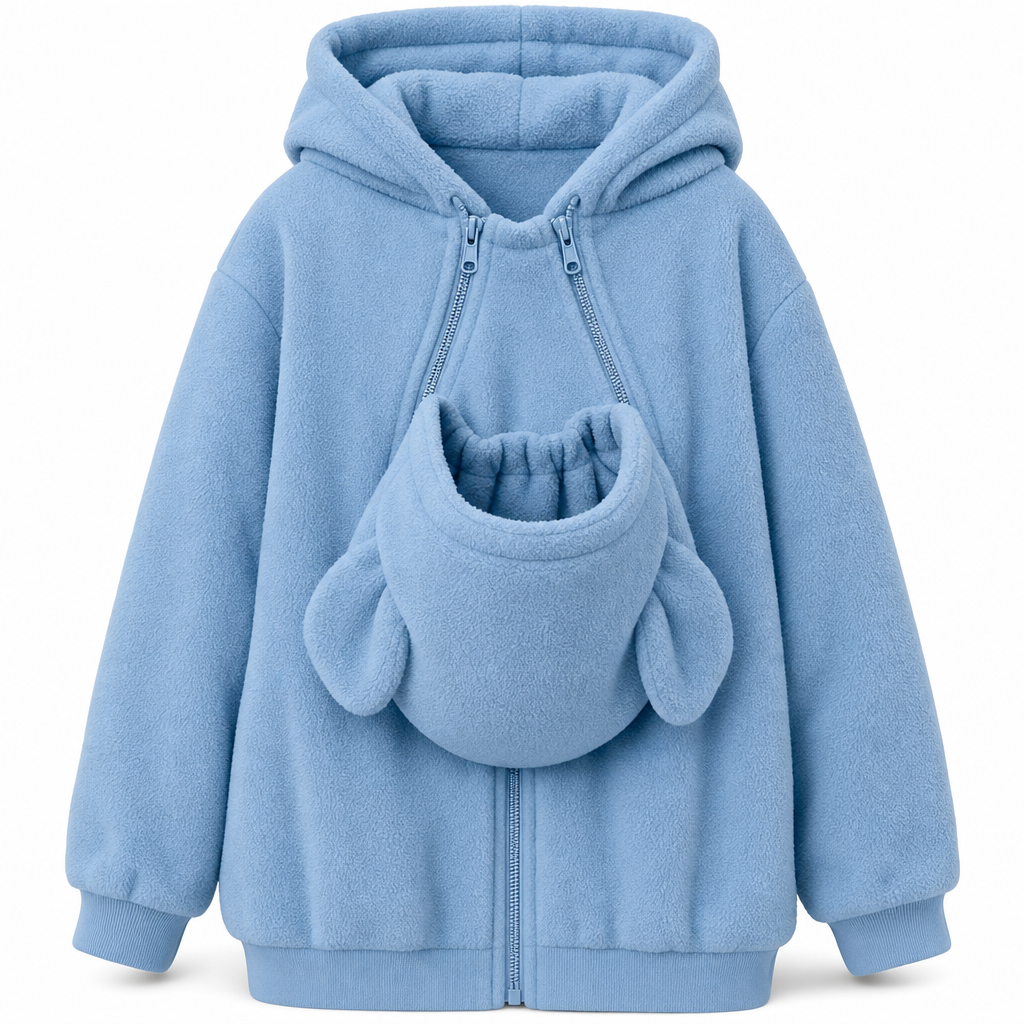 Sweat à capuche pochette kangourou ample avec fermeture éclair pour transport d'animaux