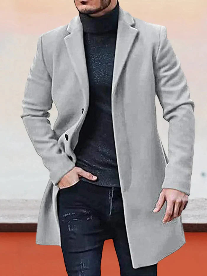 ⏳Liquidation totale⏳Veste de couleur unie à boucle simple pour hommes