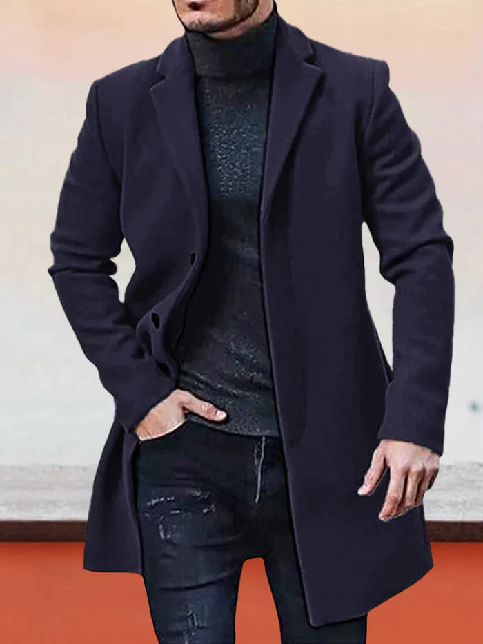 ⏳Liquidation totale⏳Veste de couleur unie à boucle simple pour hommes