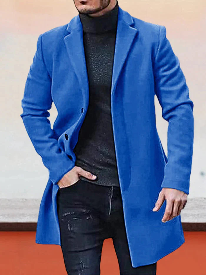 ⏳Liquidation totale⏳Veste de couleur unie à boucle simple pour hommes