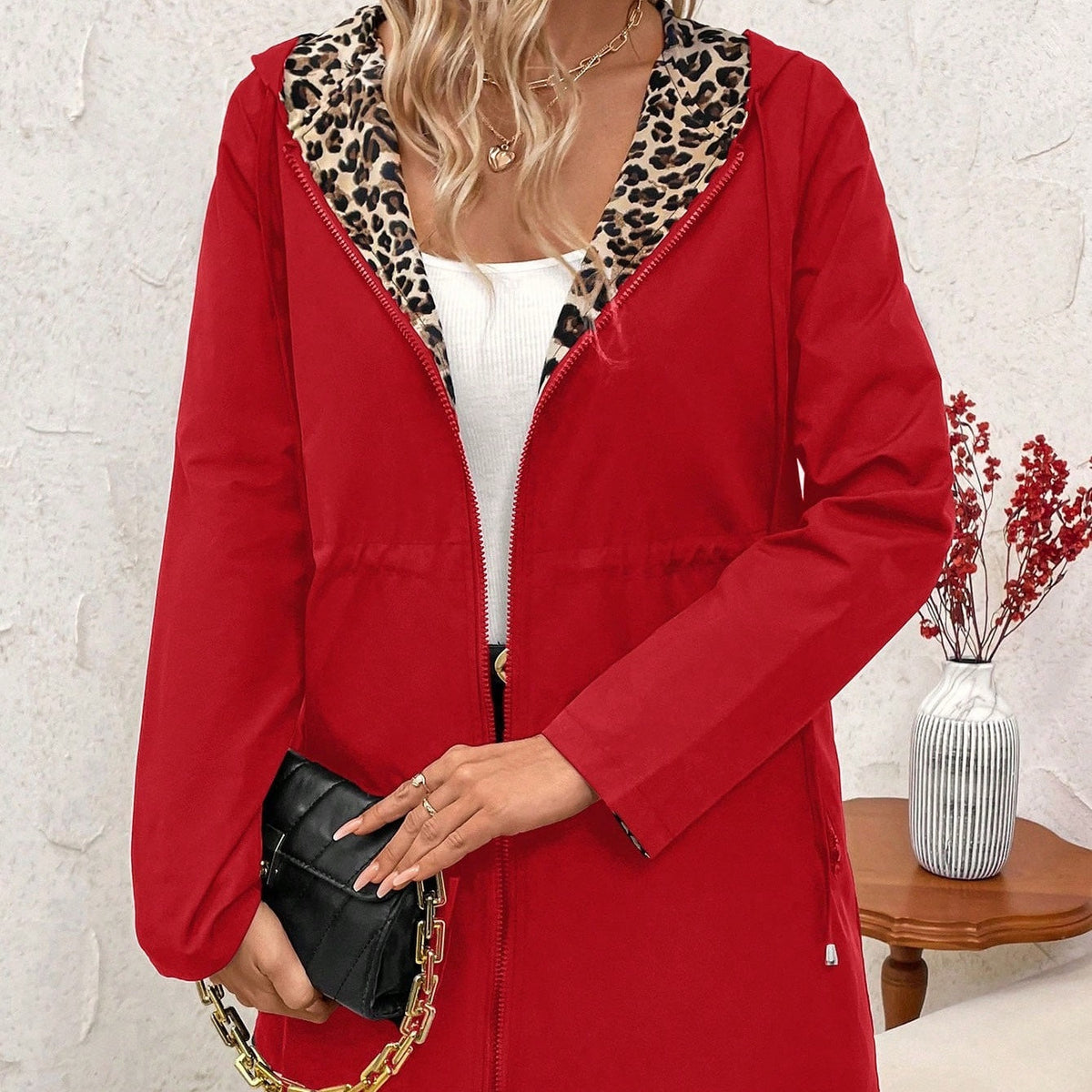 Liquidation totale！✨Nouveaux styles✨Manteau à capuche imprimé léopard double face