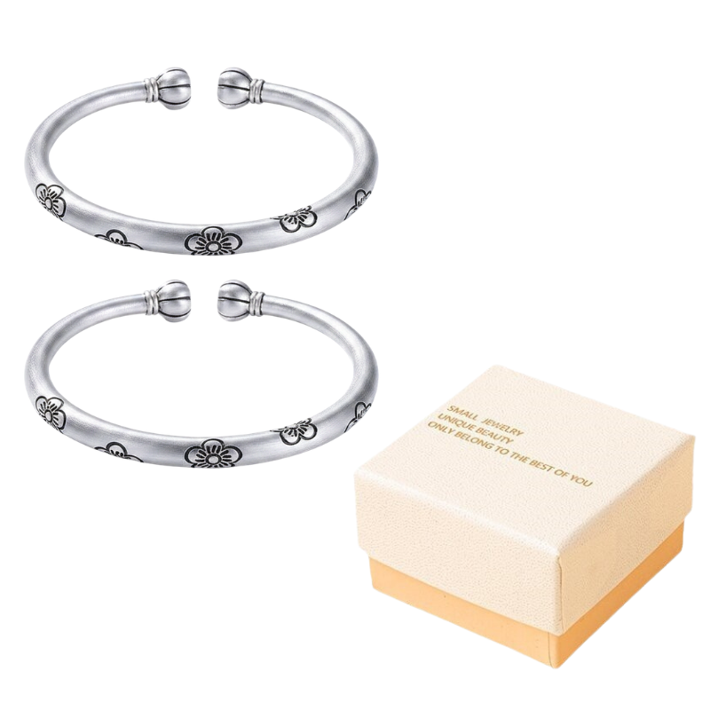 💫Bracelet rigide vintage à motif floral argenté💫Achetez-en 1, obtenez-en 1 gratuit MAINTENANT !!💥