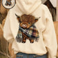 🎄🎅SOLDES DE NOËL 50 % DE RÉDUCTION !!🎁Adorable sweat à capuche doublé polaire Highland Cow🦬