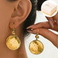Boucles d'oreilles pendantes vintage en métal martelé