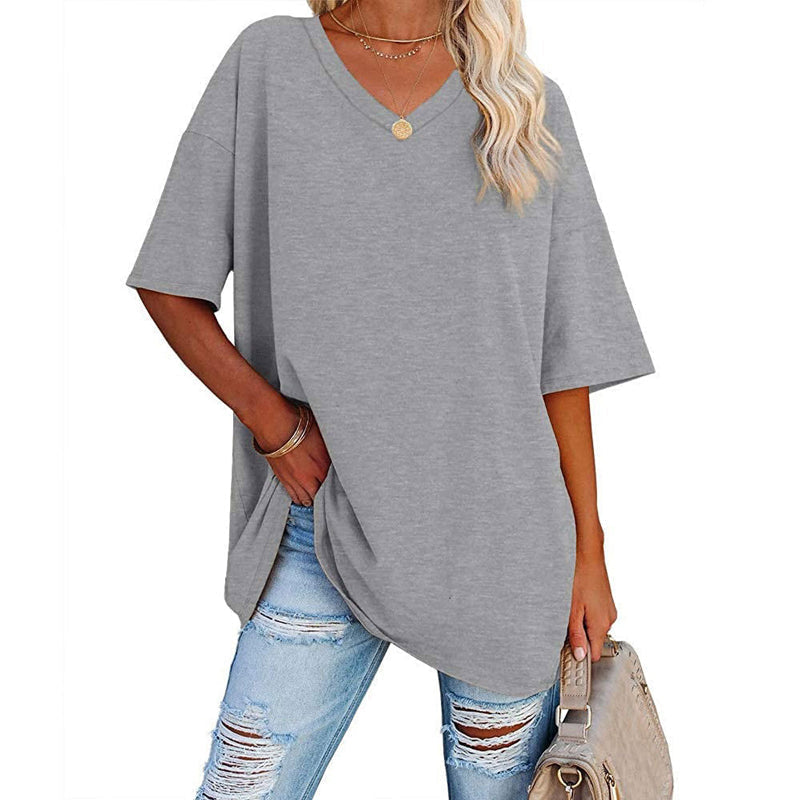 👚 PROMO LIMITÉE 50% DE RÉDUCTION ! 💥 T-Shirt Femme Col V – Coton Premium, Coupe Ample, Bas Évasé ✨