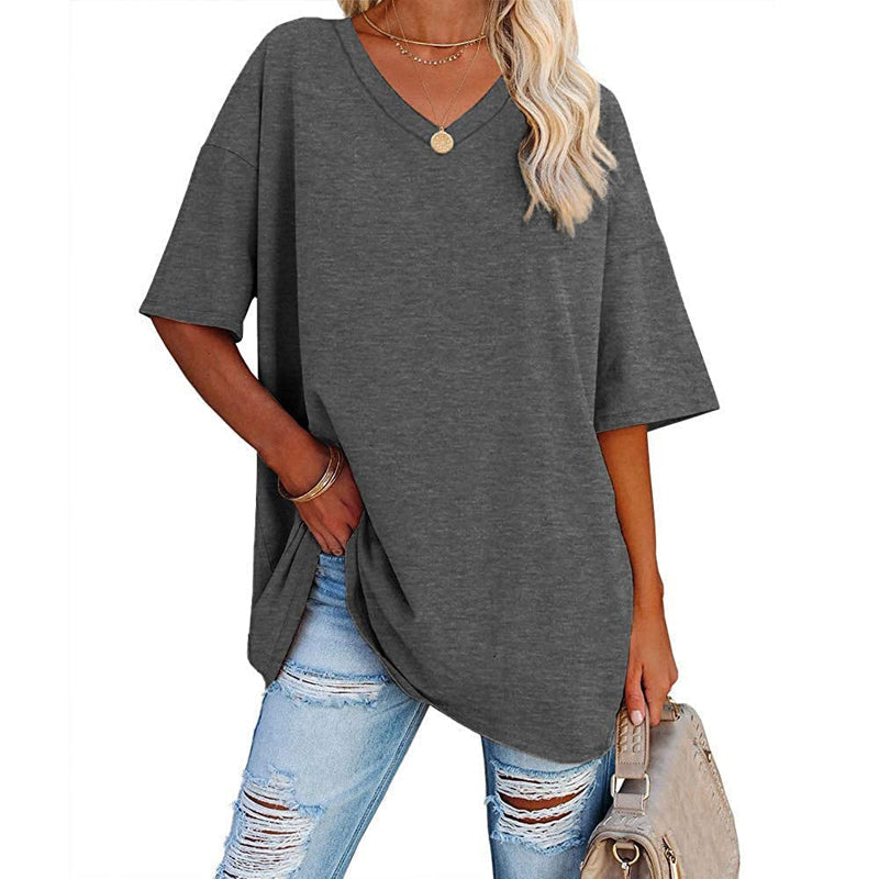 👚 PROMO LIMITÉE 50% DE RÉDUCTION ! 💥 T-Shirt Femme Col V – Coton Premium, Coupe Ample, Bas Évasé ✨