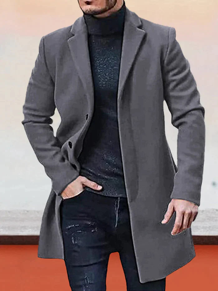⏳Liquidation totale⏳Veste de couleur unie à boucle simple pour hommes