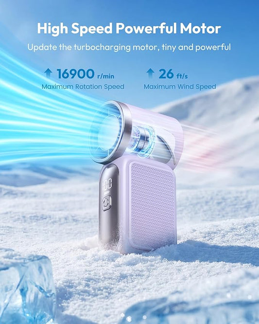 🌀PROMO FLASH 50%💨Mini Ventilateur Portable Turbo LED 6 Vitesses – 3000mAh, USB-C, 107g, Affichage, Parfait pour Voyage, Maquillage & Quotidien✨
