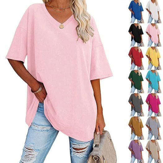 👚 PROMO LIMITÉE 50% DE RÉDUCTION ! 💥 T-Shirt Femme Col V – Coton Premium, Coupe Ample, Bas Évasé ✨