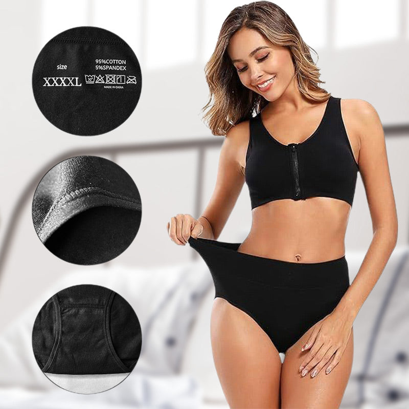 💥Achetez-en 1, obtenez-en 4 gratuitement💕Culotte taille haute en coton pour femmes, grande taille, rehaussant les hanches