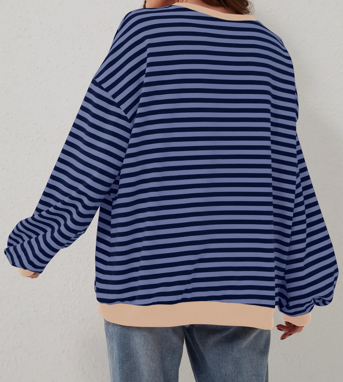 🔥50% de réduction😲 - T-shirt à manches longues et col rond rayé à la mode pour femmes