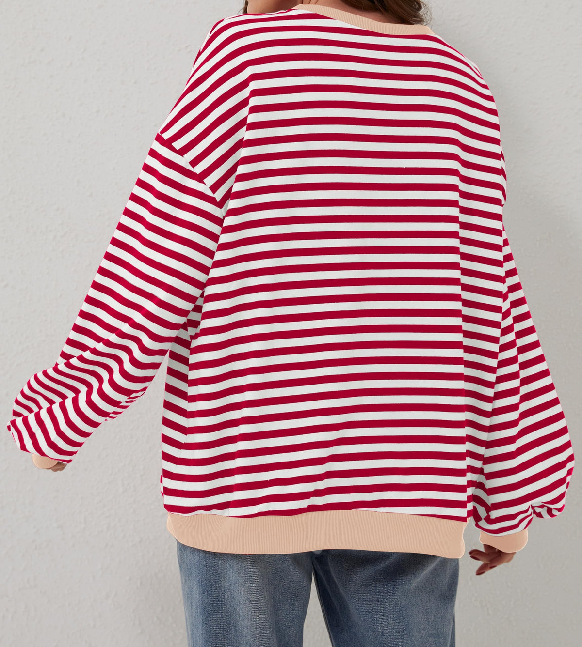 🔥50% de réduction😲 - T-shirt à manches longues et col rond rayé à la mode pour femmes