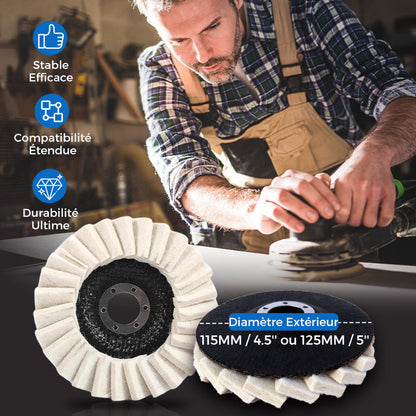 ✨ ACHETEZ 1, OBTENEZ 1 GRATUIT ! Disque de Polissage en Laine pour Meuleuse d’Angle – Finition Miroir Brillante, Durable & Polyvalent (Diamètre 125/150 mm)