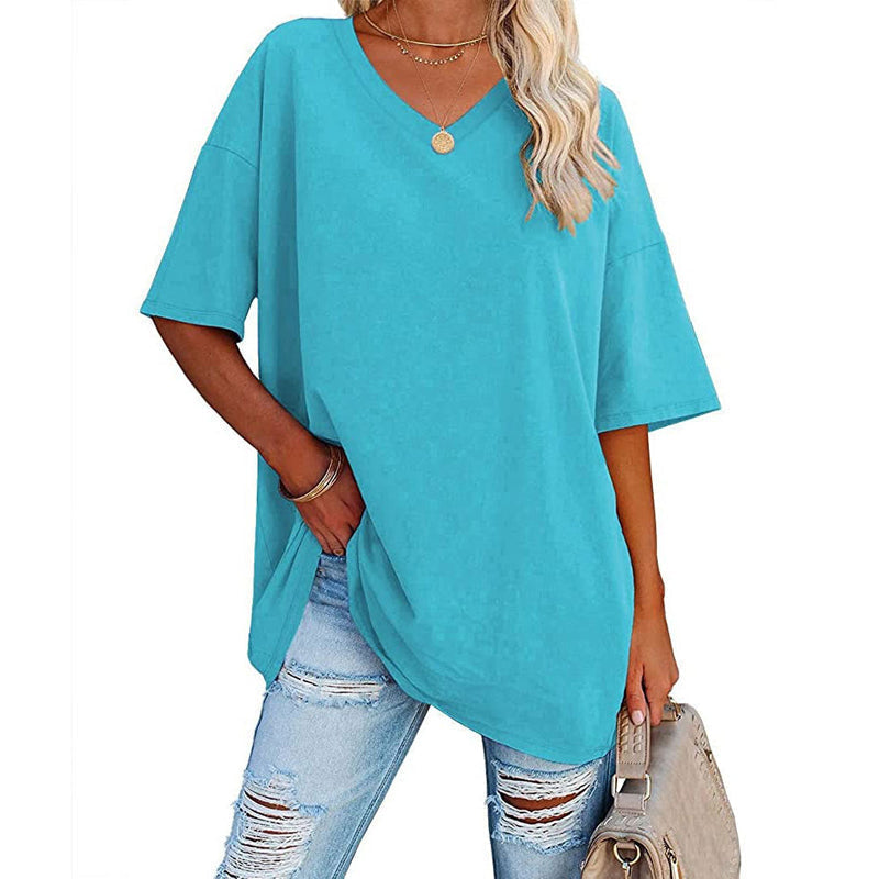 👚 PROMO LIMITÉE 50% DE RÉDUCTION ! 💥 T-Shirt Femme Col V – Coton Premium, Coupe Ample, Bas Évasé ✨
