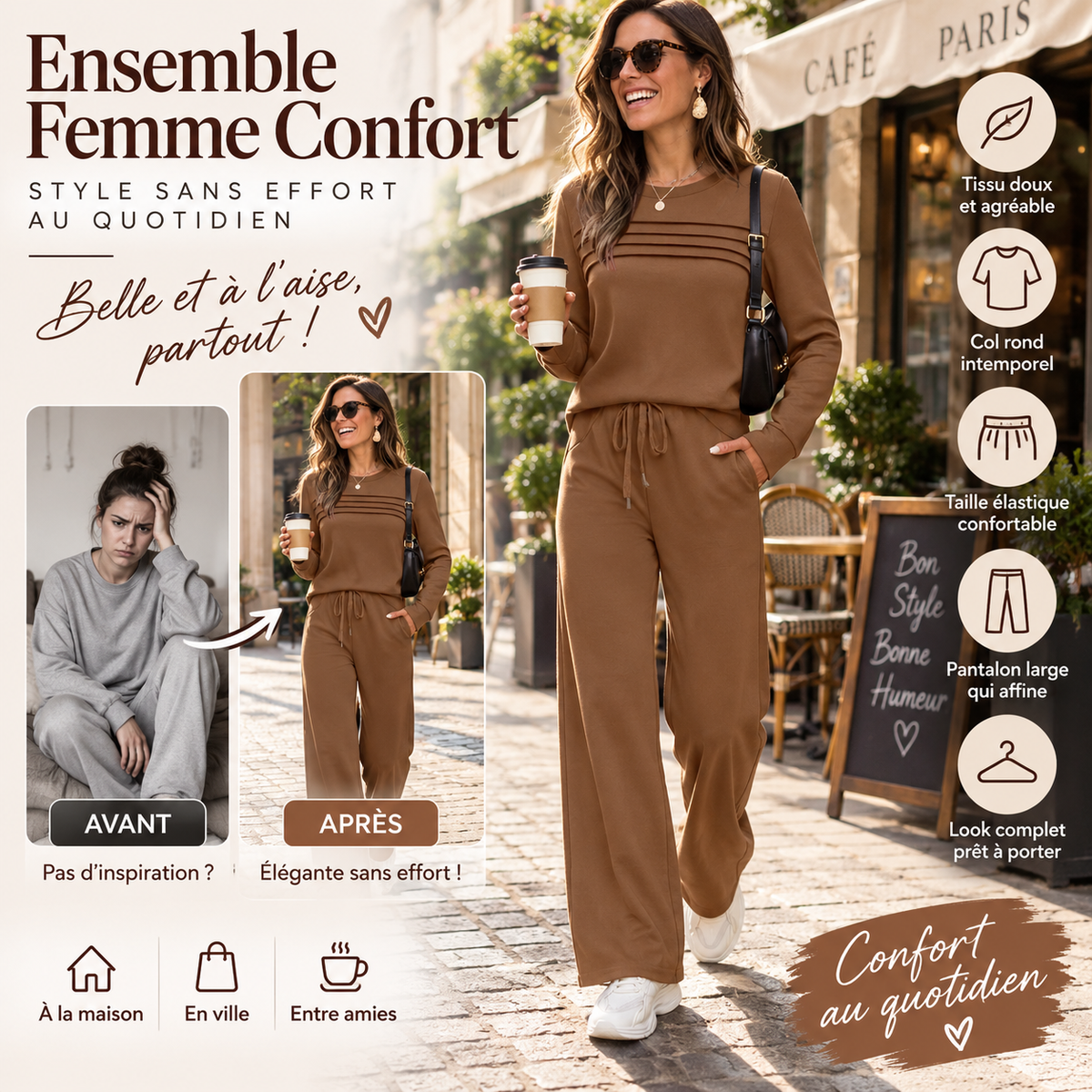 🐥 50 % DE RÉDUCTION ! ✨ Ensemble confortable pour femme