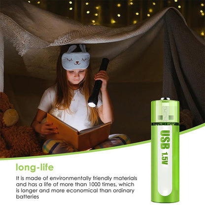🔋💥Piles rechargeables AA au lithium avec port USB - Sortie constante de 1.5 V, longue durée de vie (plus de 1 000 cycles)♻️