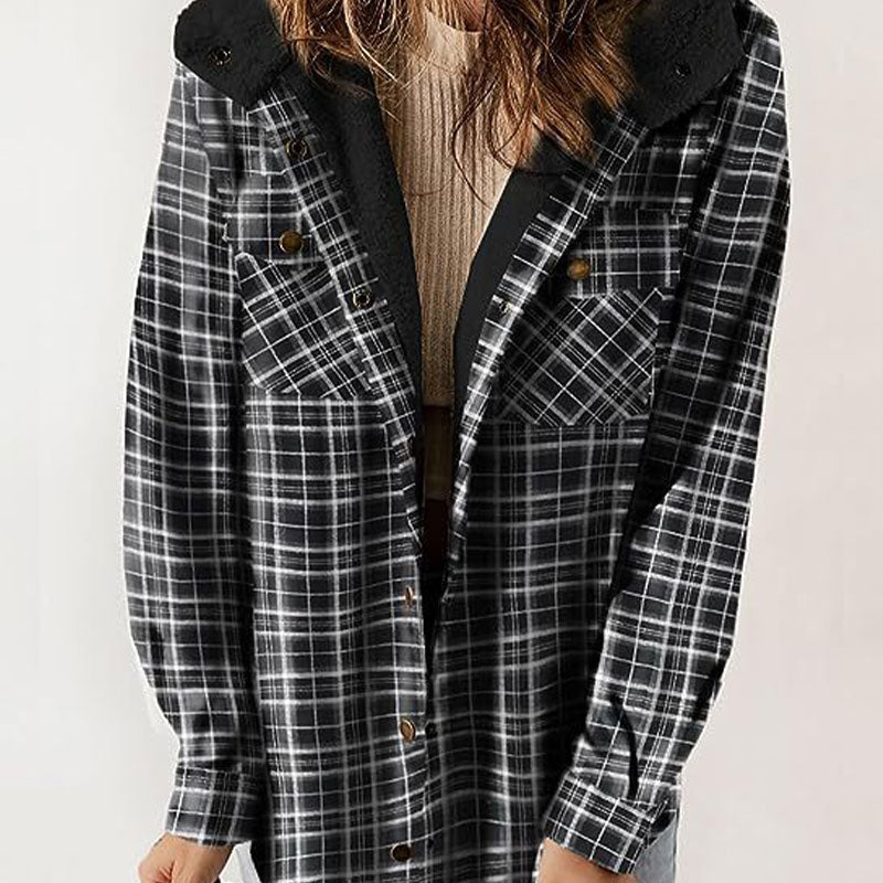 🔥Veste à capuche à carreaux tendance pour femmes en hiver