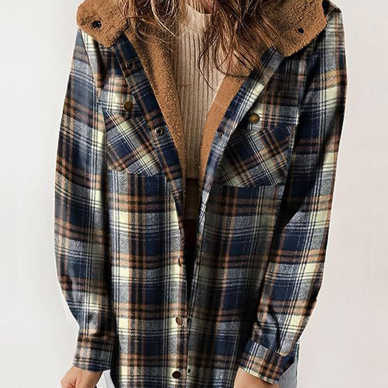 🔥Veste à capuche à carreaux tendance pour femmes en hiver