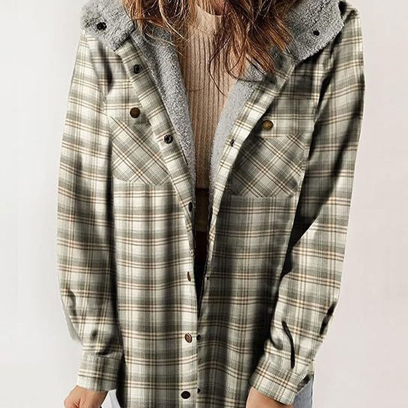 🔥Veste à capuche à carreaux tendance pour femmes en hiver