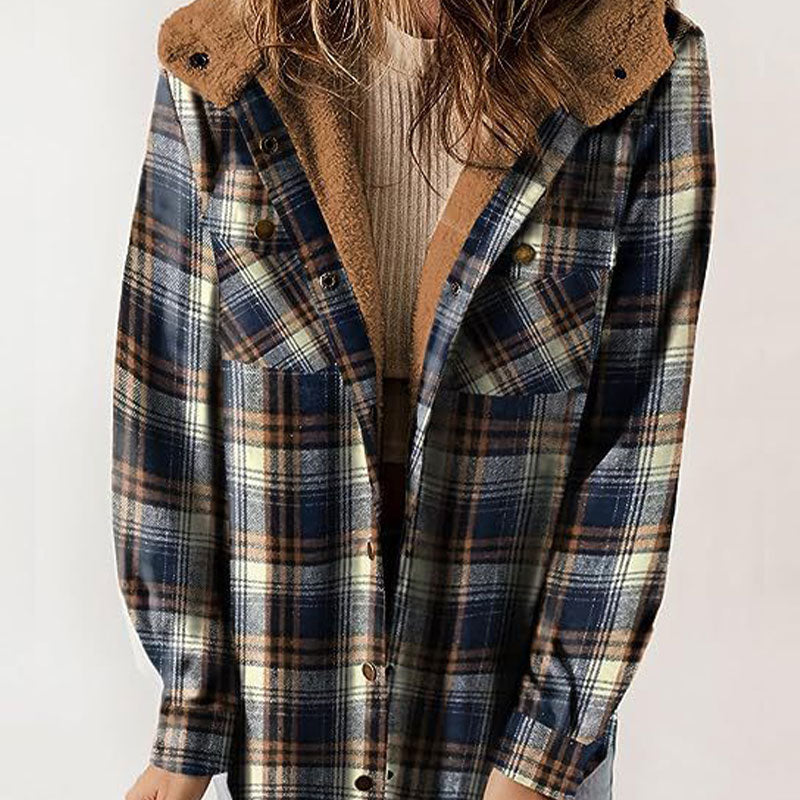 🔥Veste à capuche à carreaux tendance pour femmes en hiver