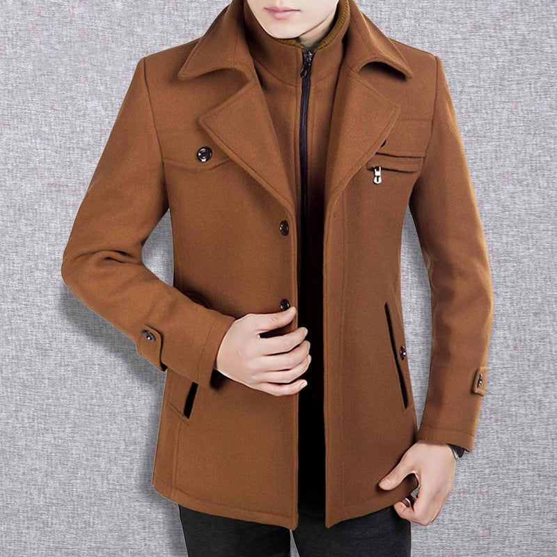 🔈45% DE RÉDUCTION!🧥MANTEAU HOMME DOUBLE COL🍂Laine Chaude Premium, Coupe Moderne pour Automne-Hiver, Style Élégant Intemporel✨