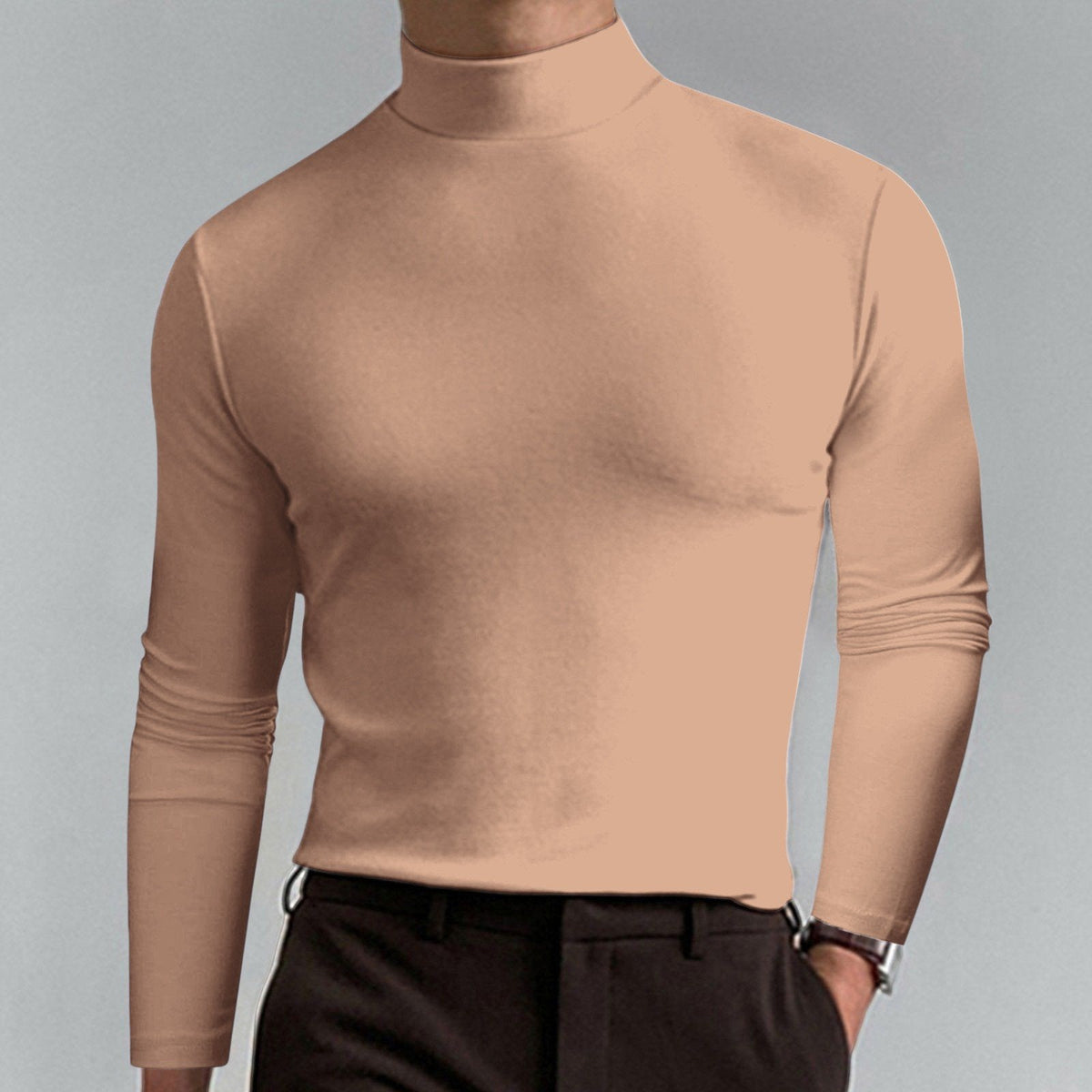 👕 50% DE RÉDUCTION ! ✨ T-shirt Homme à Col Montant - Coupe Adjustable et Tissu Respirant, Idéal pour Sport ou Quotidien 🏃‍♂️📦