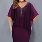 🌸Sommer-Sonderangebote 2026💐Robe cape en strass avec col en V et superposition en mousseline
