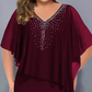 🌸Sommer-Sonderangebote 2026💐Robe cape en strass avec col en V et superposition en mousseline
