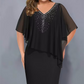 🌸Sommer-Sonderangebote 2026💐Robe cape en strass avec col en V et superposition en mousseline