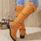 Bottes à genoux froissées pour femmes avec sangles à boucles