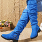 Bottes à genoux froissées pour femmes avec sangles à boucles