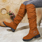 Bottes à genoux froissées pour femmes avec sangles à boucles