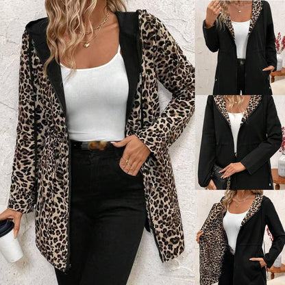 Liquidation totale！✨Nouveaux styles✨Manteau à capuche imprimé léopard double face