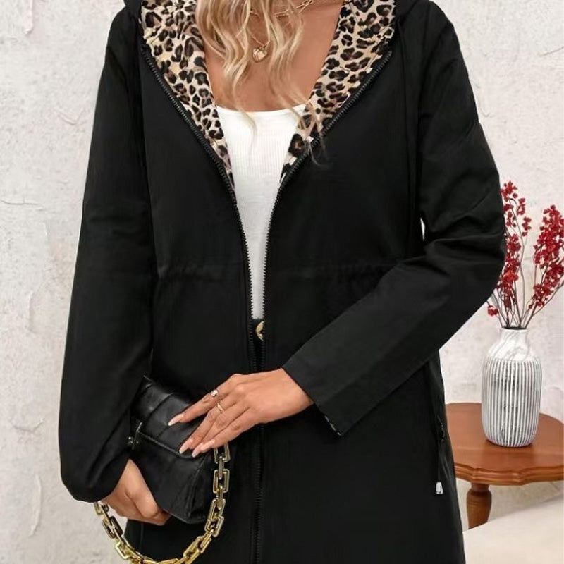 Liquidation totale！✨Nouveaux styles✨Manteau à capuche imprimé léopard double face