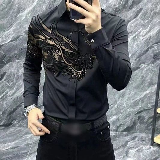 📢📢 50% DE RÉDUCTION ! ✨L’élégance masculine réinventée – Chemise Slim Fit à Imprimé Chic ✨