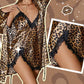 Ensemble de peignoir et nuisette imprimé léopard sexy
