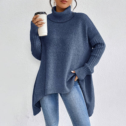 👜 -50 % sur toute la mode femme ! ✨！💖Pull femme tendance de couleur unie avec épaules tombantes, col montant et grosse maille
