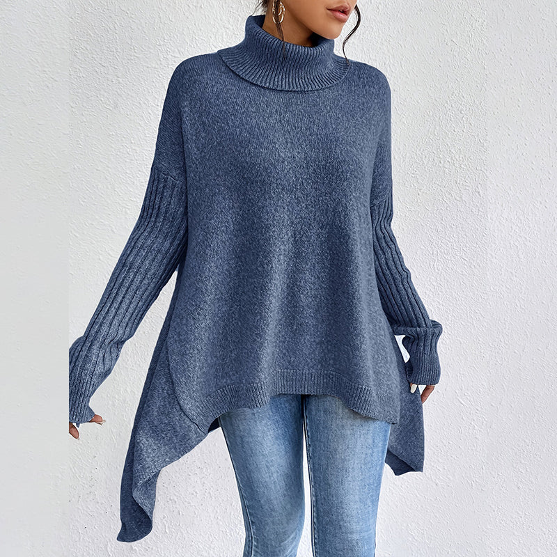 👜 -50 % sur toute la mode femme ! ✨！💖Pull femme tendance de couleur unie avec épaules tombantes, col montant et grosse maille